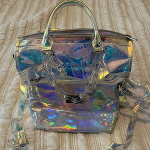 Clear iridescent purse.